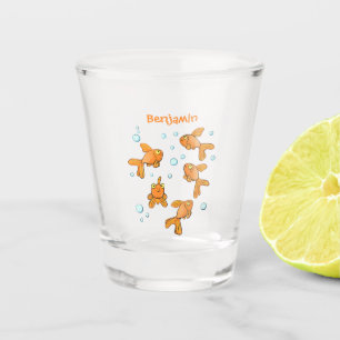 Verre A Shot Illustration de caricature de poisson rouge orange
