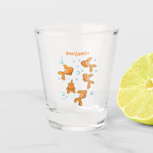 Verre A Shot Illustration de caricature de poisson rouge orange (Devant)