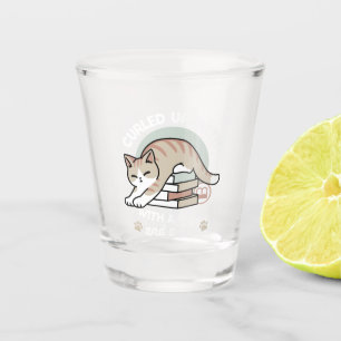Verre A Shot Illustration de chat Lover - Curled Up & Cosy