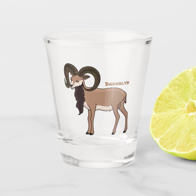 Verre A Shot Illustration de chèvre de Mouflon (Devant)