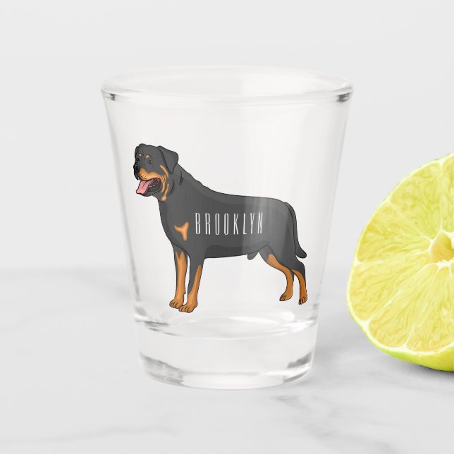 Verre A Shot Illustration de chien Rottweiler (Devant)