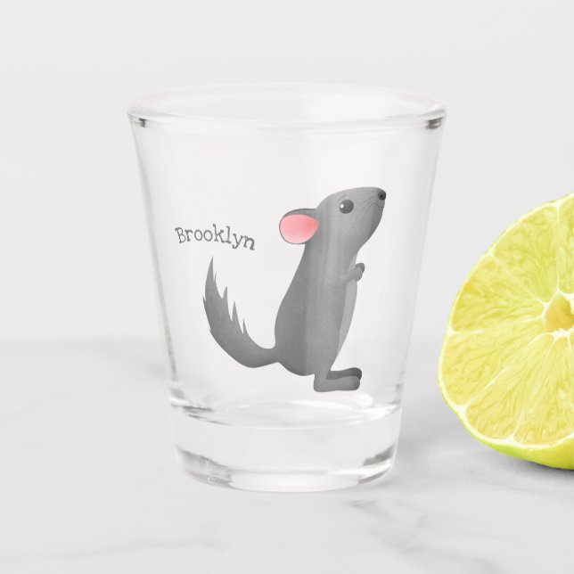 Verre A Shot Illustration de chinchilla gris mignon (Devant)