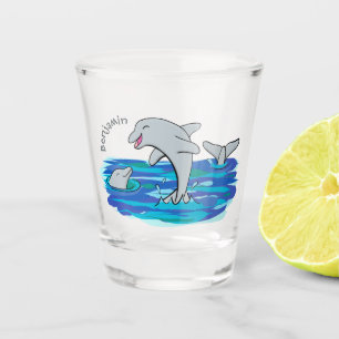 Verre A Shot Illustration de dauphins heureux adorables