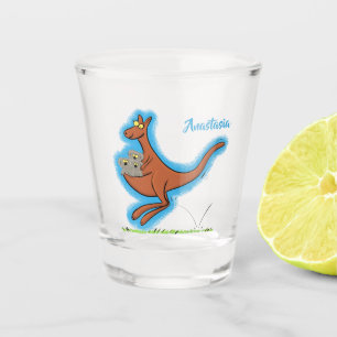Verre A Shot Illustration de dessin animé Cute kangaroo et koal