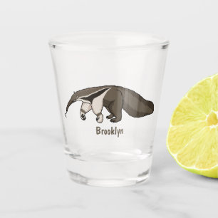 Verre A Shot Illustration de dessin animé d'Anteater happy