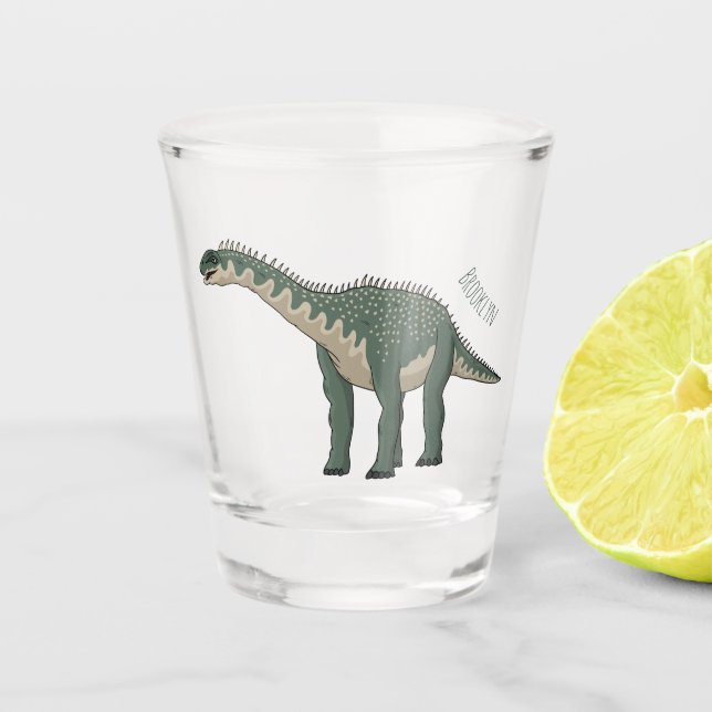 Verre A Shot Illustration de dessin animé de Barapasaurus (Devant)