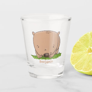 Verre A Shot Illustration de dessin animé de bébé wombat mignon