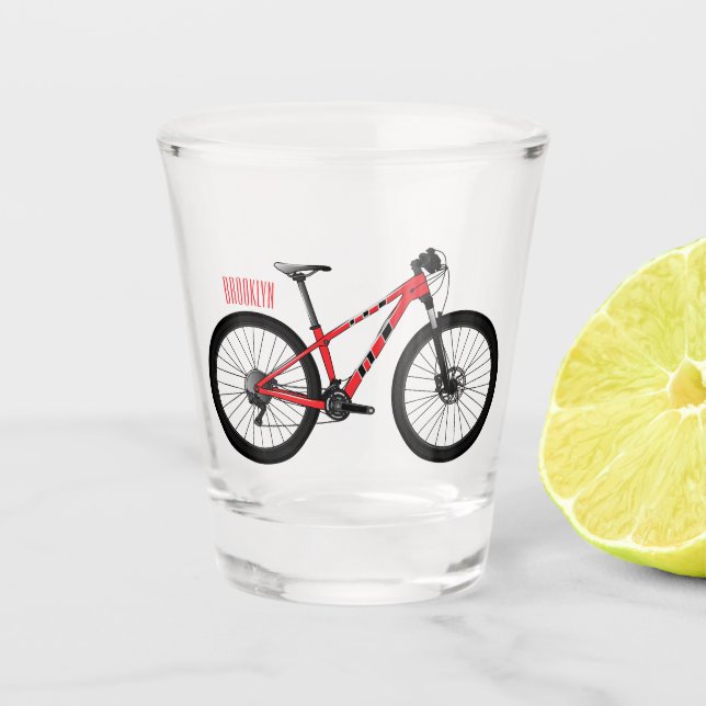 Verre A Shot Illustration de dessin animé de bicyclette (Devant)