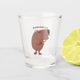Verre A Shot Illustration de dessin animé de capybara ukulele