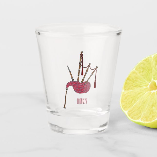 Verre A Shot Illustration de dessin animé de cornemuse  (Devant)