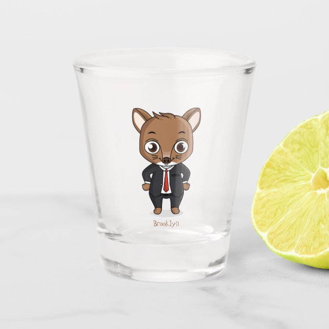 Verre A Shot Illustration de dessin animé de rat mignon (Devant)