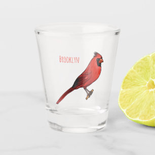 Verre A Shot illustration de dessin animé d'oiseau cardinal du 