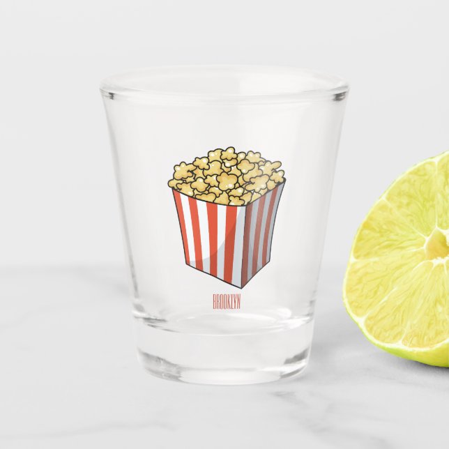 Verre A Shot Illustration de dessin animé Popcorn (Devant)