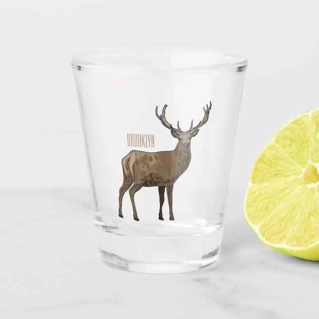Verre A Shot Illustration de dessin sur le cerf (Devant)