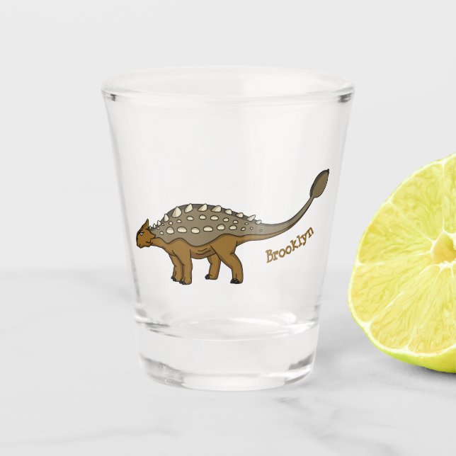 Verre A Shot Illustration de dinosaure blindé Ankylosaurus (Devant)