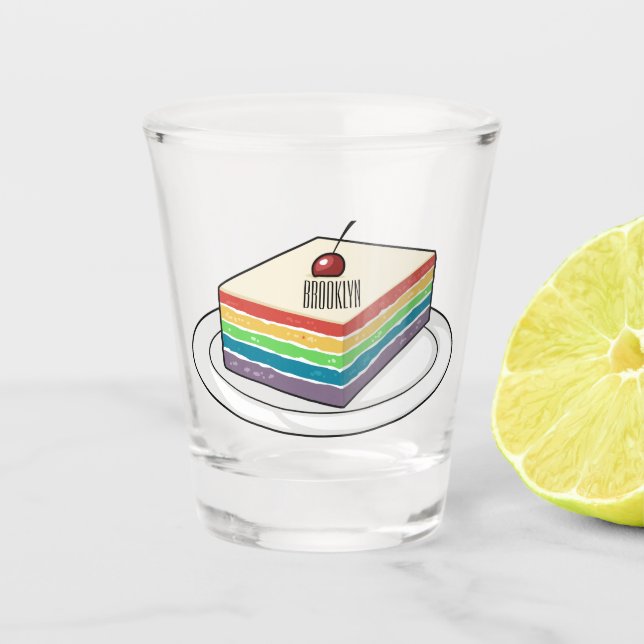 Verre A Shot Illustration de gâteau arc-en-ciel (Devant)