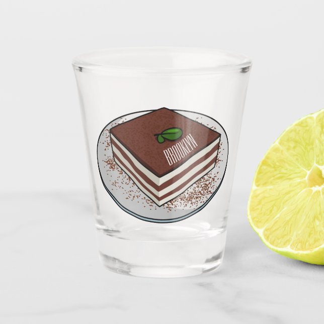 Verre A Shot Illustration de gâteau de Tiramisu (Devant)