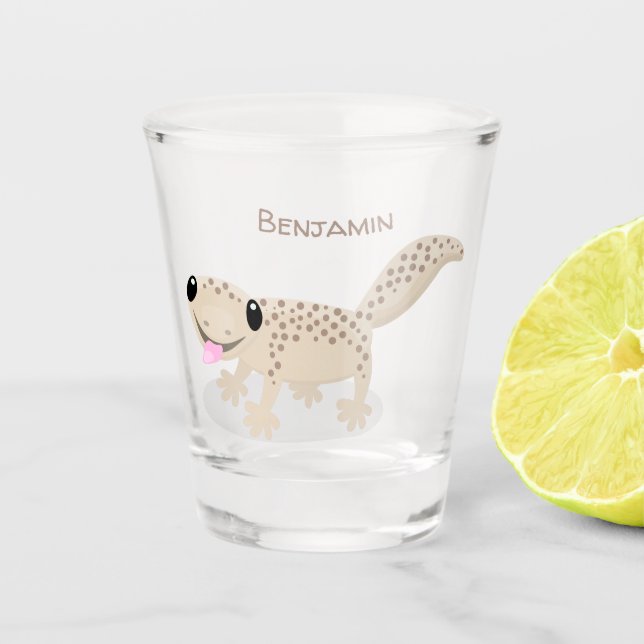 Verre A Shot Illustration de gecko tan tan mignon (Devant)