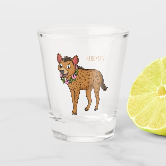 Verre A Shot Illustration de Hyena et de fleurs (Devant)