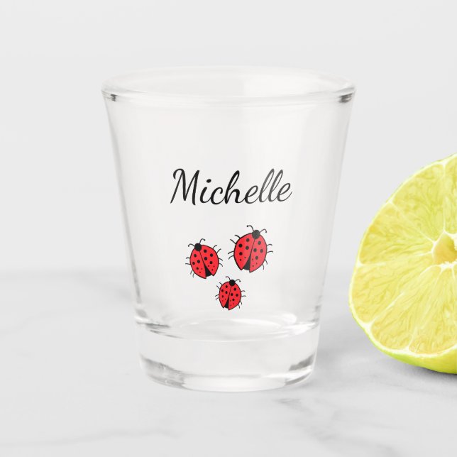 Verre A Shot Illustration de Ladybugs Whimsical mignon Personna (Devant)