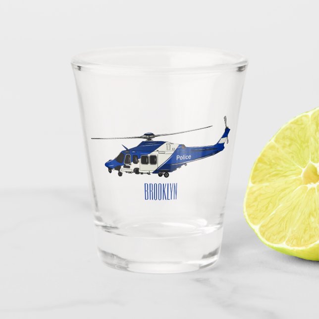 Verre A Shot Illustration de l'hélicoptère de police (Devant)