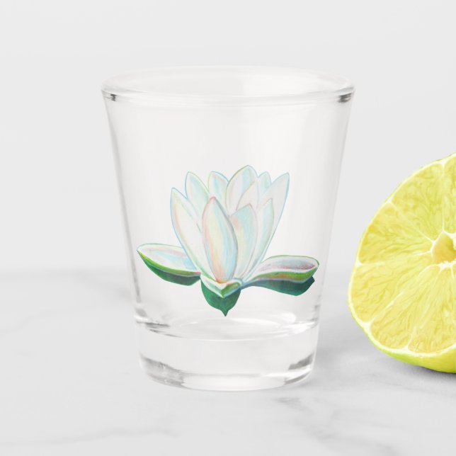 Verre A Shot Illustration de Lotus blanc (Devant)