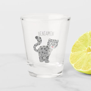 Verre A Shot Illustration de mignon léopard des neiges