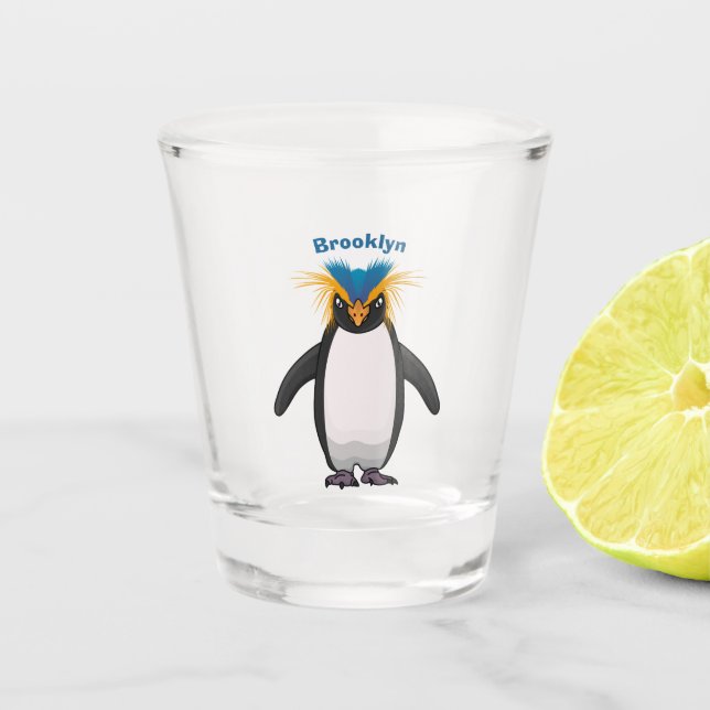 Verre A Shot Illustration de mignon macaroni pingouin (Devant)
