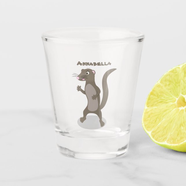 Verre A Shot Illustration de mignonne mangouste (Devant)