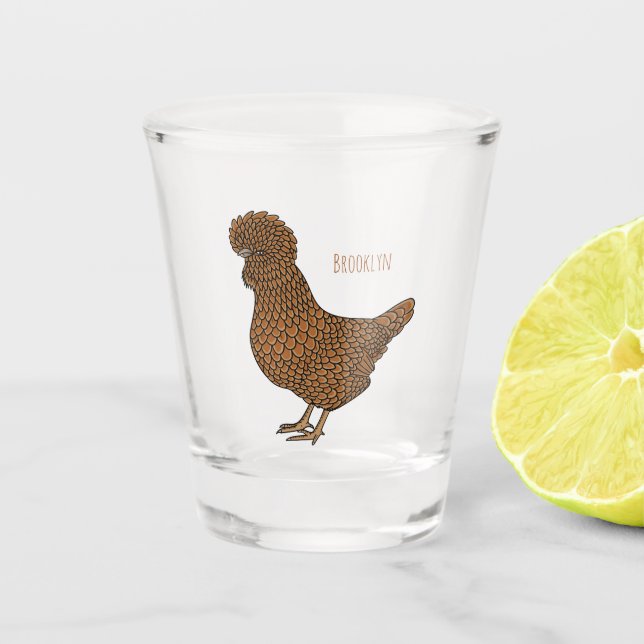 Verre A Shot Illustration de poulet à la polis chamois (Devant)