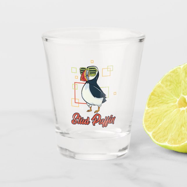 Verre A Shot Illustration de puffin mâle oiseau de mer (Devant)