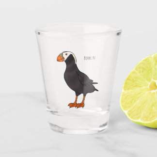 Verre A Shot Illustration d'oiseau bouffon touffu