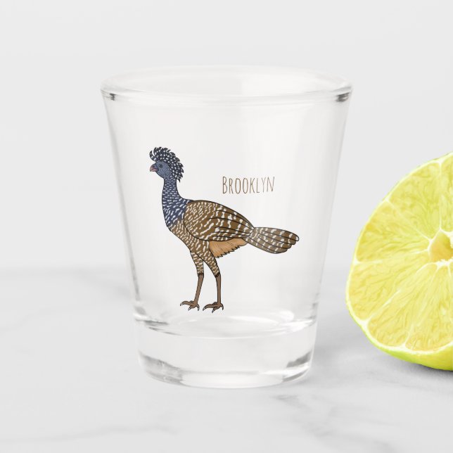 Verre A Shot Illustration d'oiseau de curassow (Devant)