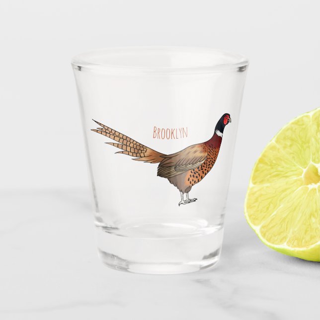 Verre A Shot Illustration d'oiseau faisan à cou circulaire (Devant)