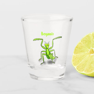 Verre A Shot Illustration drôle de mante verte en prière