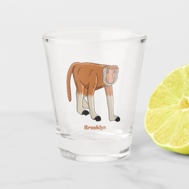 Verre A Shot Illustration drôle de singe proboscis (Devant)