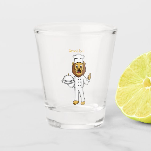 Verre A Shot Illustration du chef mignon lion (Devant)