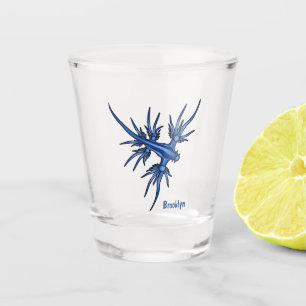 Verre A Shot Illustration du dragon bleu des limaces de mer