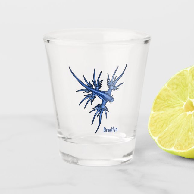 Verre A Shot Illustration du dragon bleu des limaces de mer (Devant)