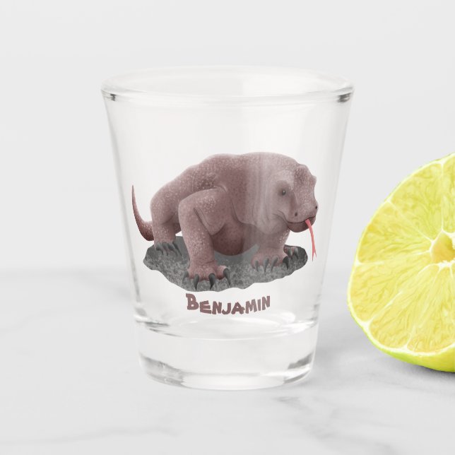 Verre A Shot Illustration du dragon de Komodo (Devant)
