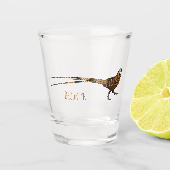 Verre A Shot Illustration du faisan de Reeves (Devant)