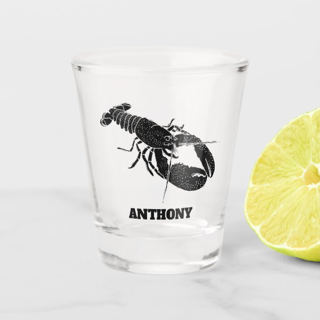Verre A Shot Illustration du homard noir personnalisée (Devant)