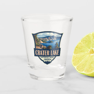 Verre A Shot Illustration du parc national du lac Crater Badge 