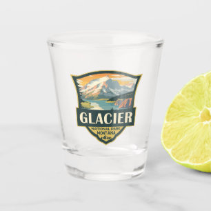 Verre A Shot Illustration du parc national Glacier Voyage Vinta