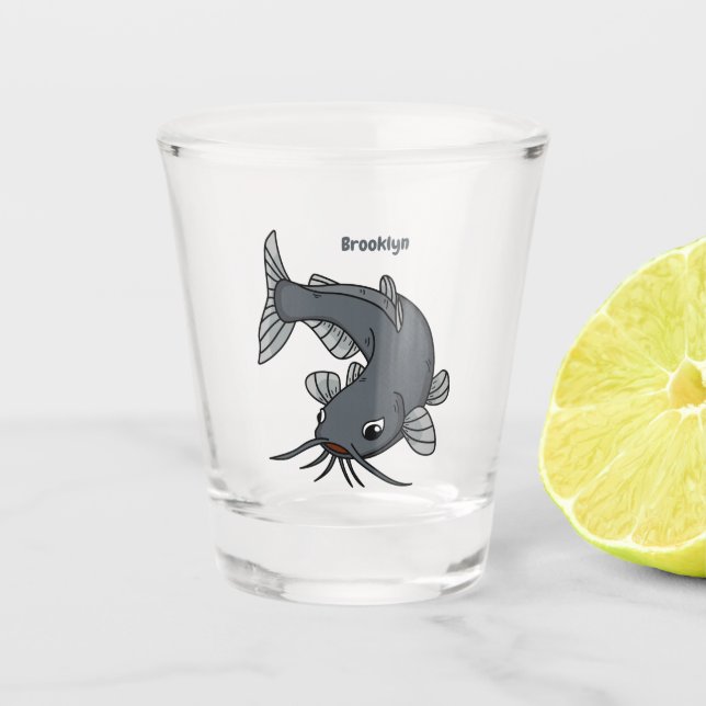 Verre A Shot Illustration du poisson-chat mignon (Devant)