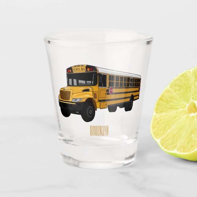 Verre A Shot Illustration d'un autobus scolaire (Devant)