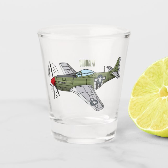Verre A Shot Illustration d'un avion militaire (Devant)