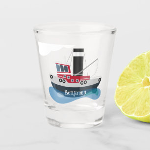 Verre A Shot Illustration d'un bateau à chalutier mignon