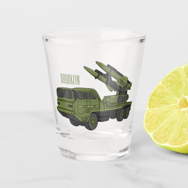 Verre A Shot Illustration d'un camion de missiles militaires (Devant)