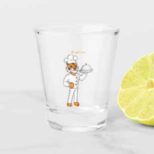Verre A Shot Illustration d'un chef tigre drôle et mignon